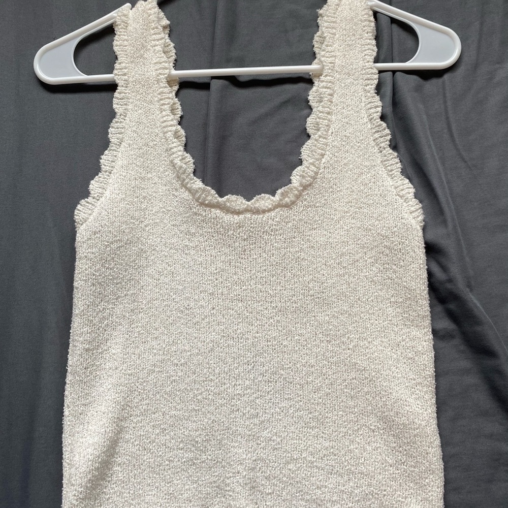 Cream Textured Sleeveless Top